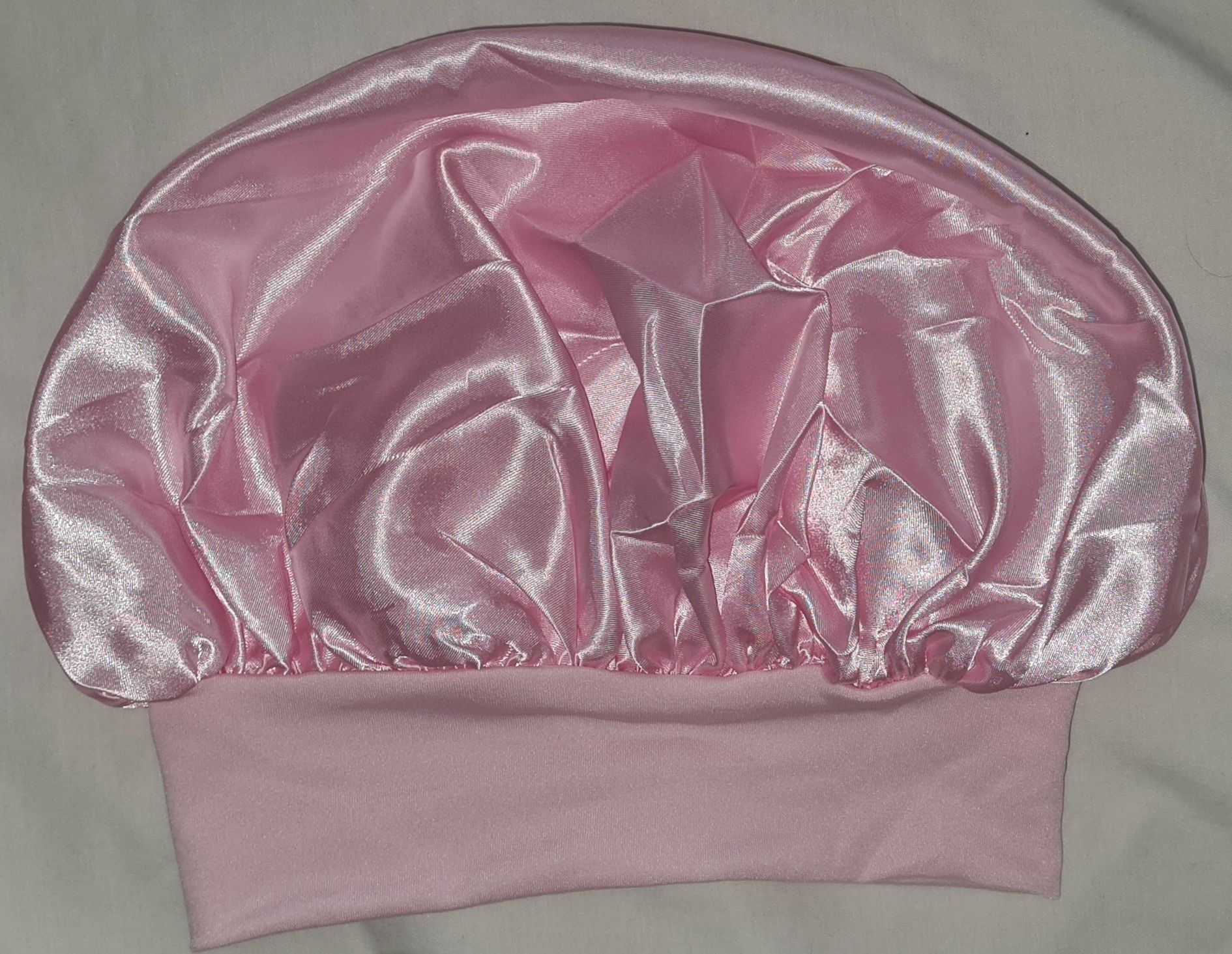 Touca de cetim para dormir cor de rosa