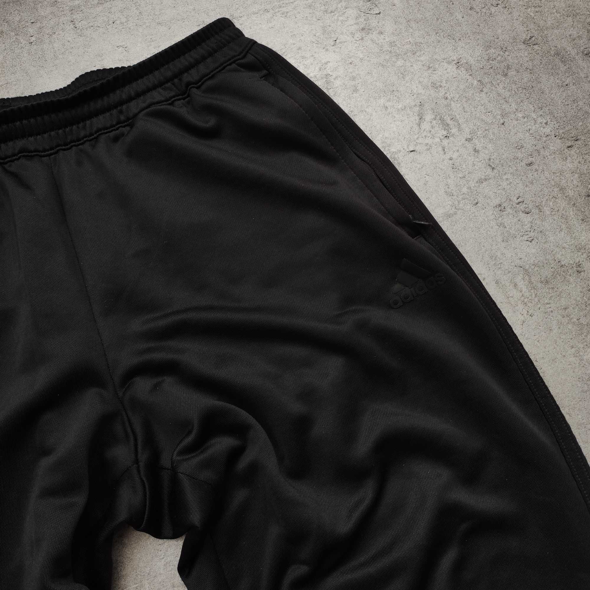 MĘSKIE Dresy Sportowe Spodnie Czarne ClimaCool Adidas Logo Joggery GYM