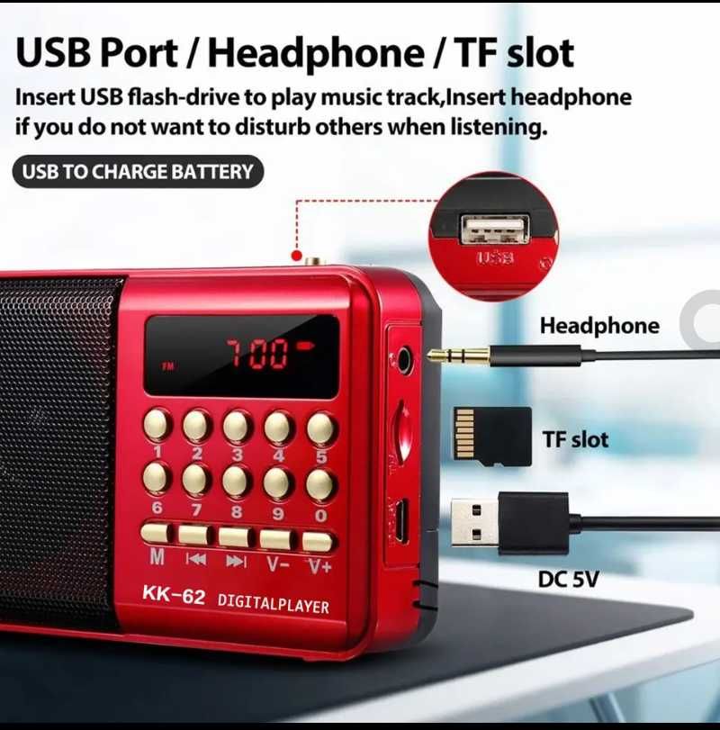 Радіоприймач STONEGO FM радіо плеєр USB TF
