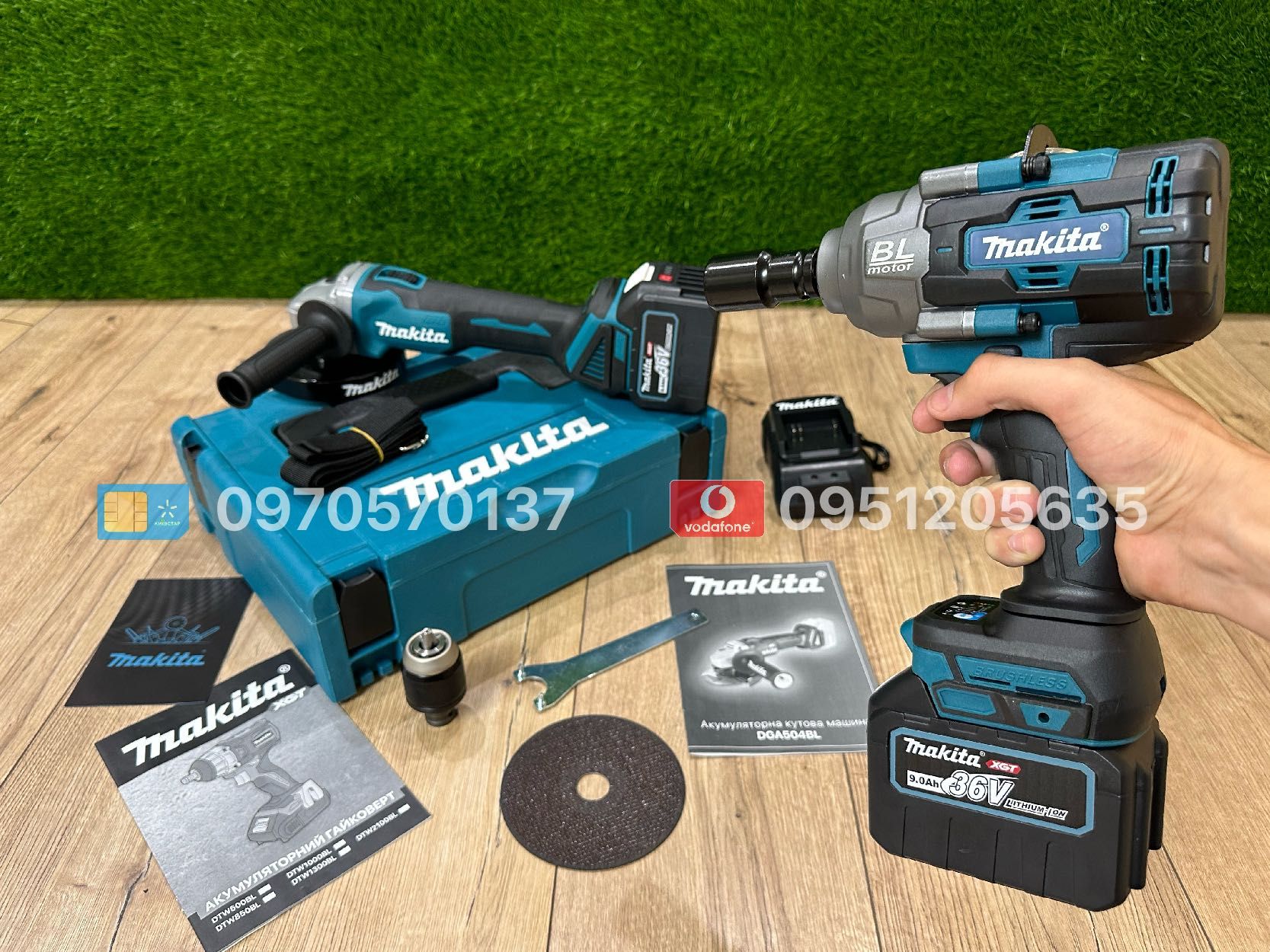 Набір 2 В 1 Makita Гайковерт DTW1002Bl + Болгарка DGA504 36V 9Ah флекс
