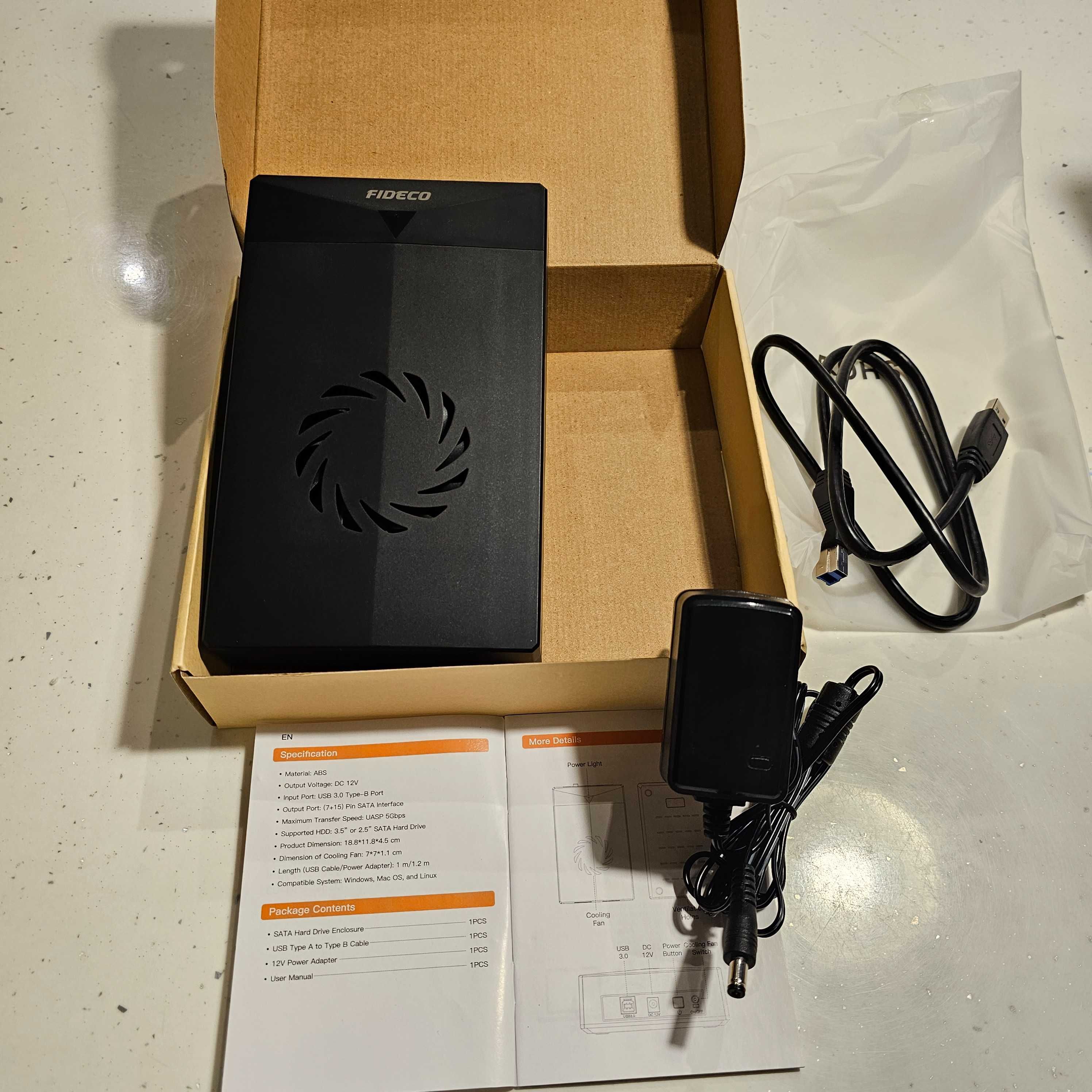 Fideco Obudowa Na Dysk Hdd Ssd 2,5 3,5 Cala  Z Odprowadzaniem Ciepła