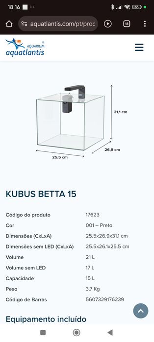 AQUATLANTIS  Kubus  Betta  15L