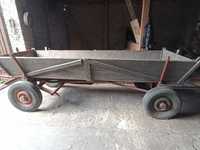 Wóz do ciągnika metalowy z paką drewnianą, mocny