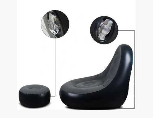 Надувний диван-крісло з пуфиком для ніг 116х98х83см Air Sofa