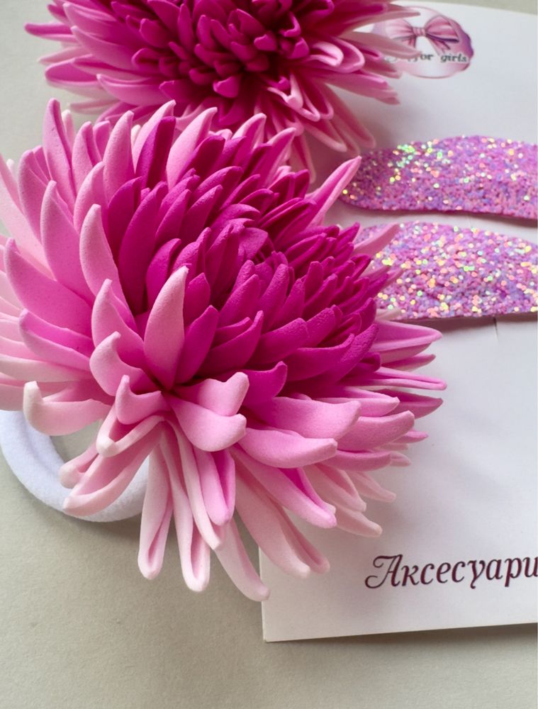 Хризантеми. Бантики для волосся