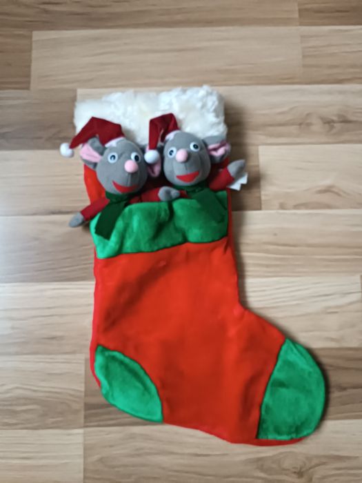 Dekoracja świąteczna skarpeta z myszkami