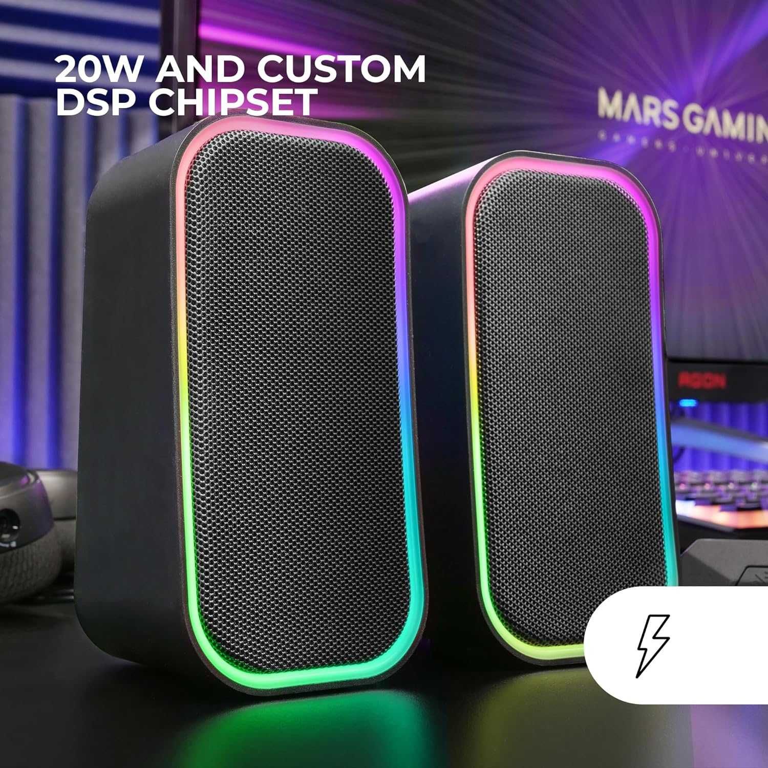 Mars Gaming MS-OM głośniki komputerowe RGB Jack 20W bluetooth 2szt