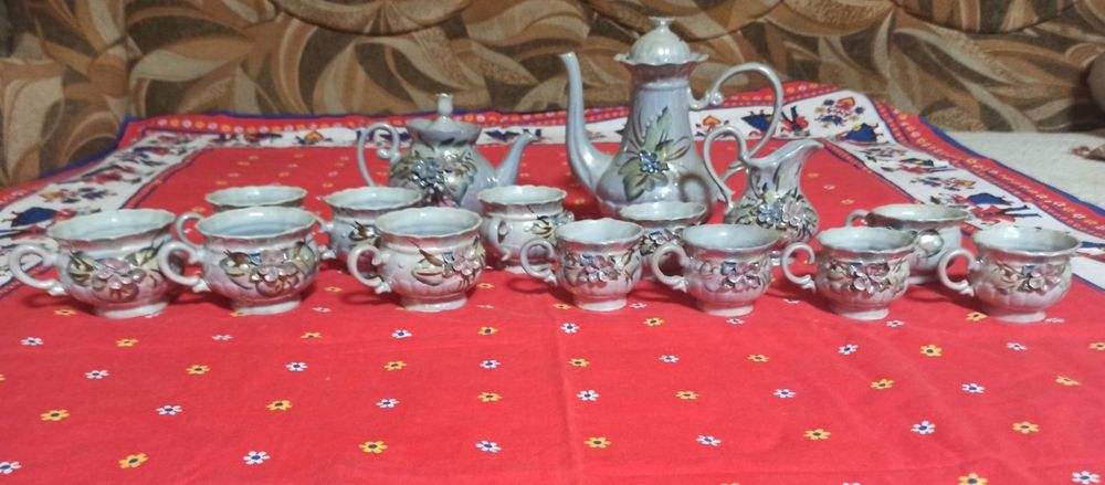 Сервиз чайно-кофейный, Кобальтовый с лепкой!