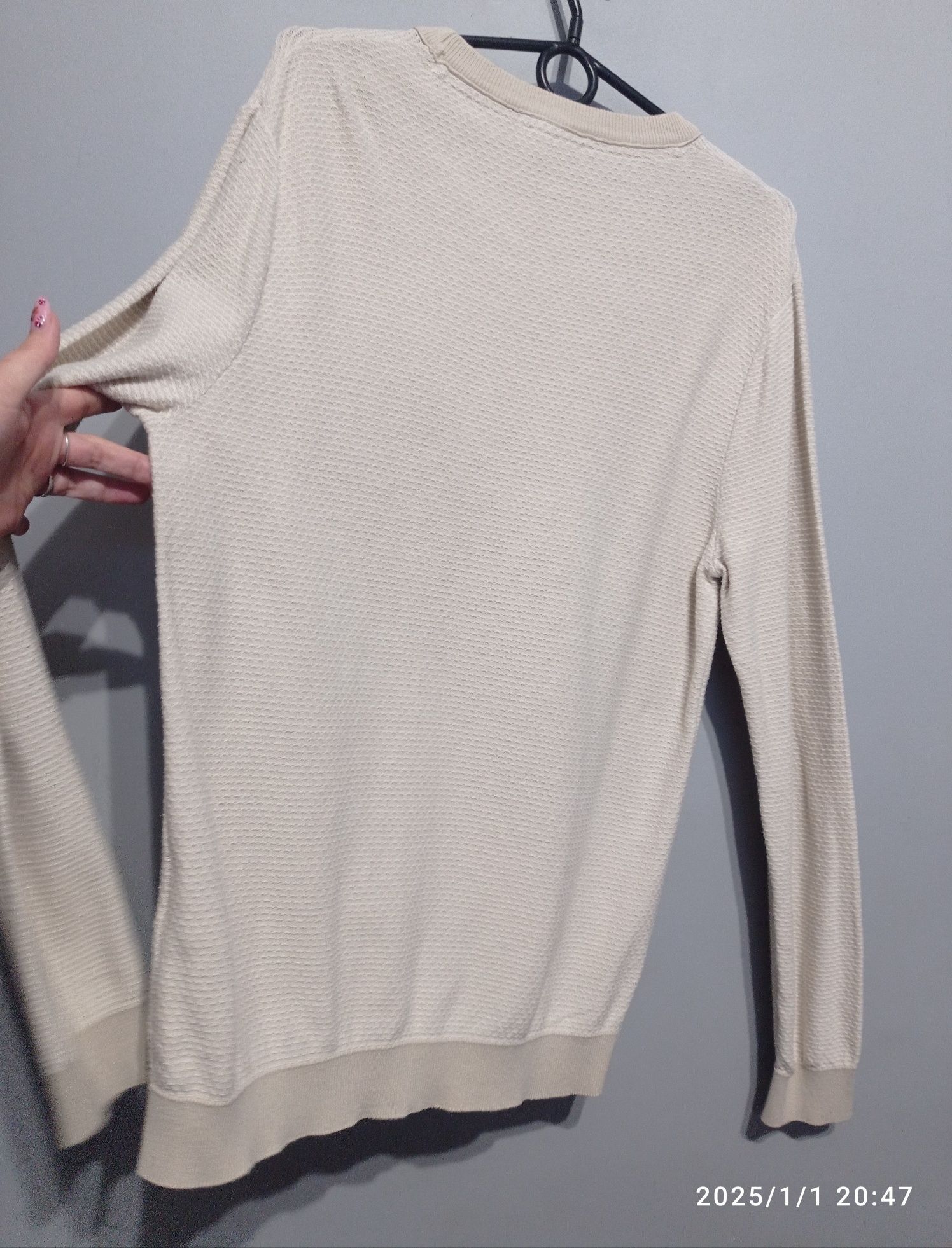 Sweter L Jack& Jones bawełna basic jednolity okrągły dekolt jesień zim