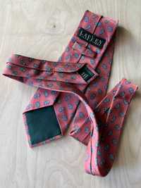 Ralph Lauren - 100% jedwab klasyczny krawat prążkowany różowy wzór