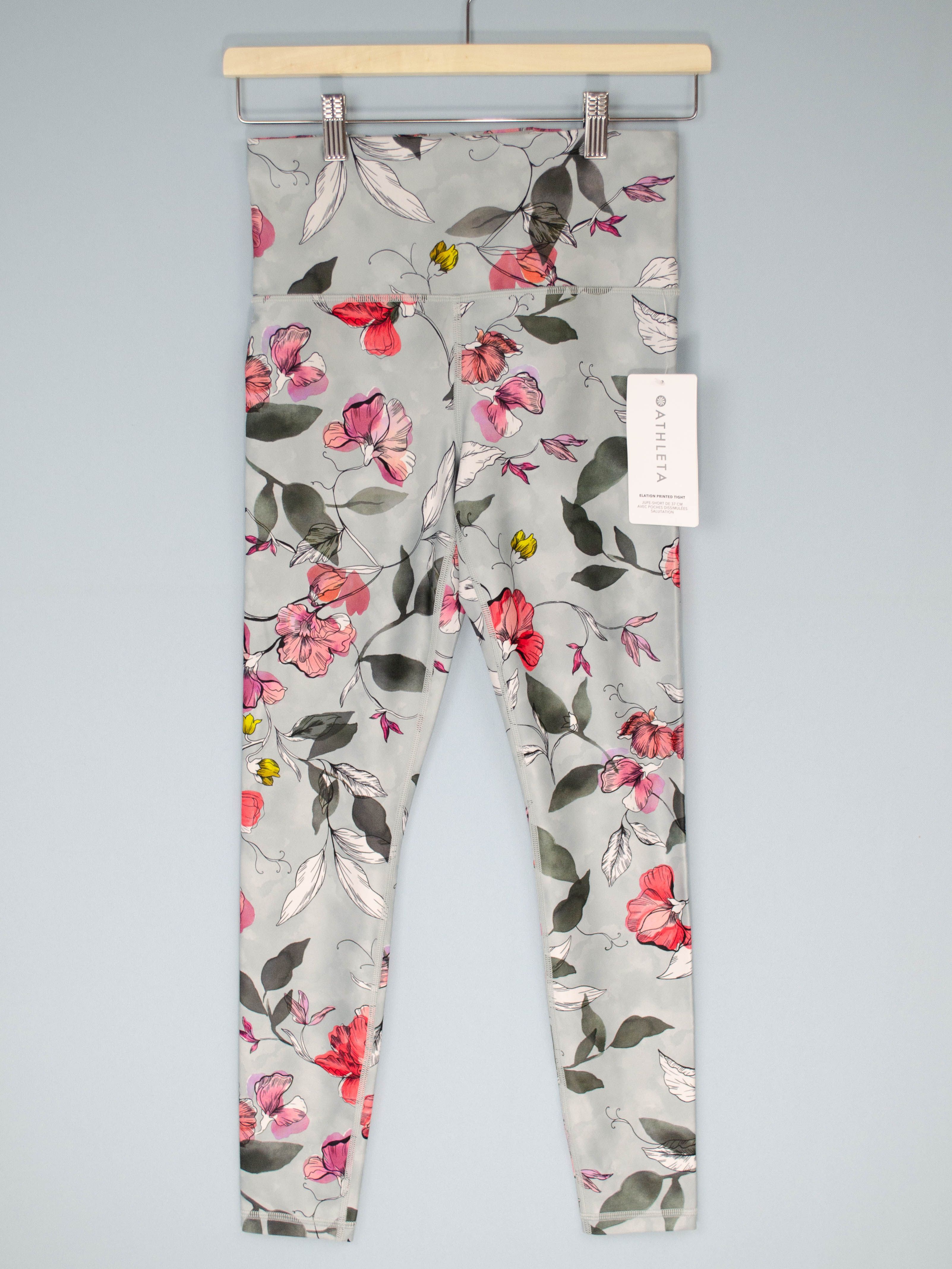 Athleta Ultra High Rise Elation Tight Iris Floral Grey R. S