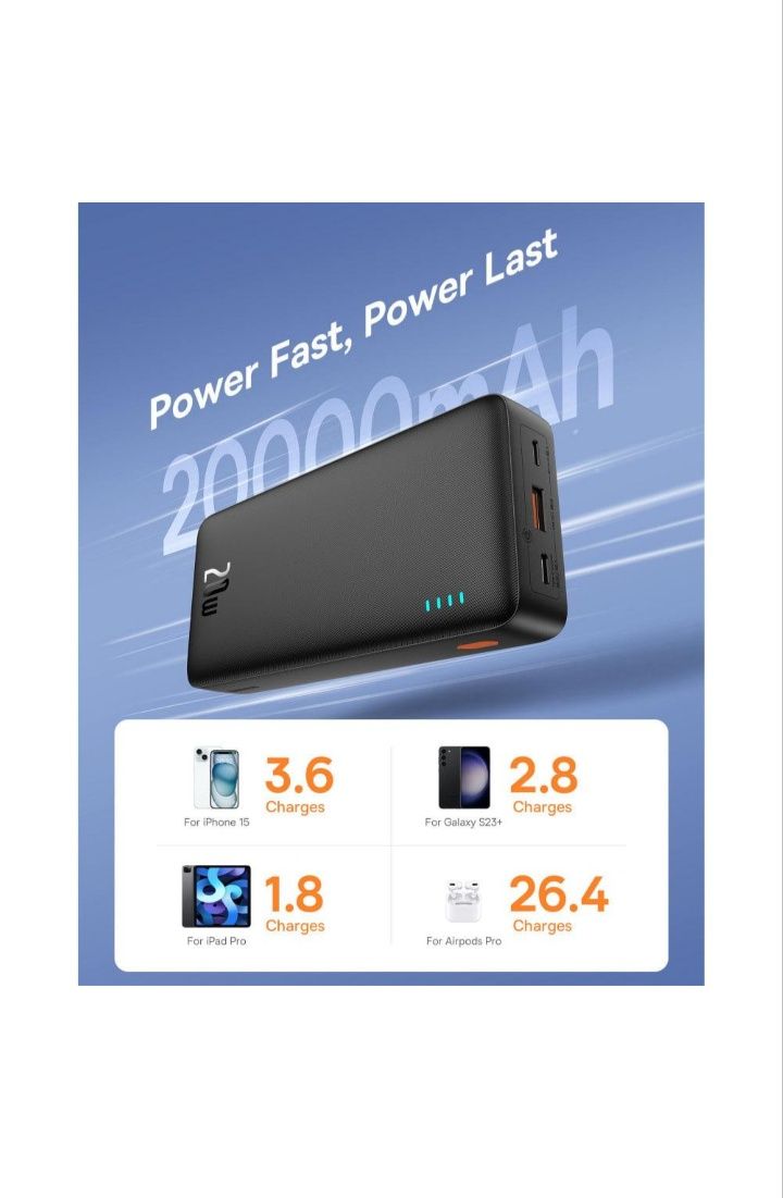 Повербанк Baseus 20000 Mah 20w PPAP20k. Быстрая зарядка