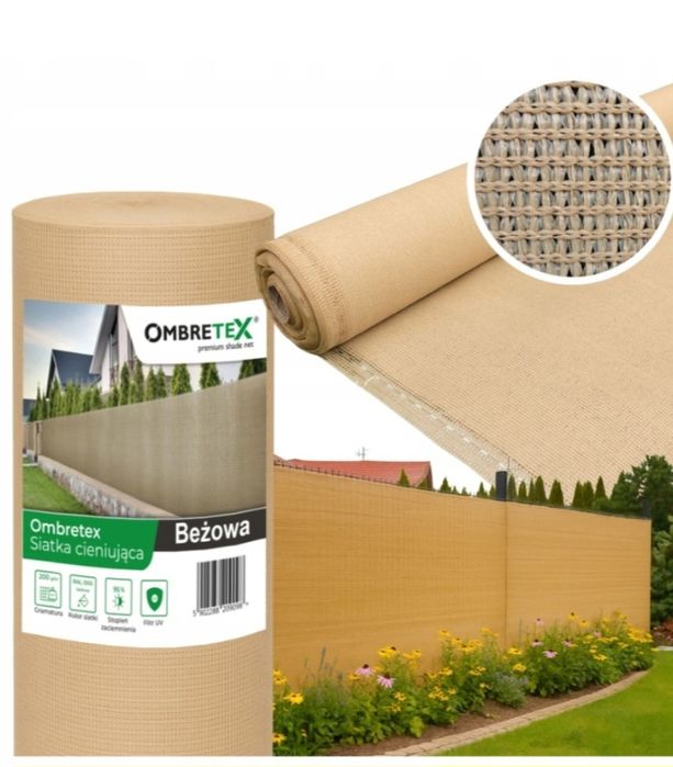 2 x mata Maskująca Ogrodzenie Beżowa 1,5x10m 95% 200g UV Cieniówka