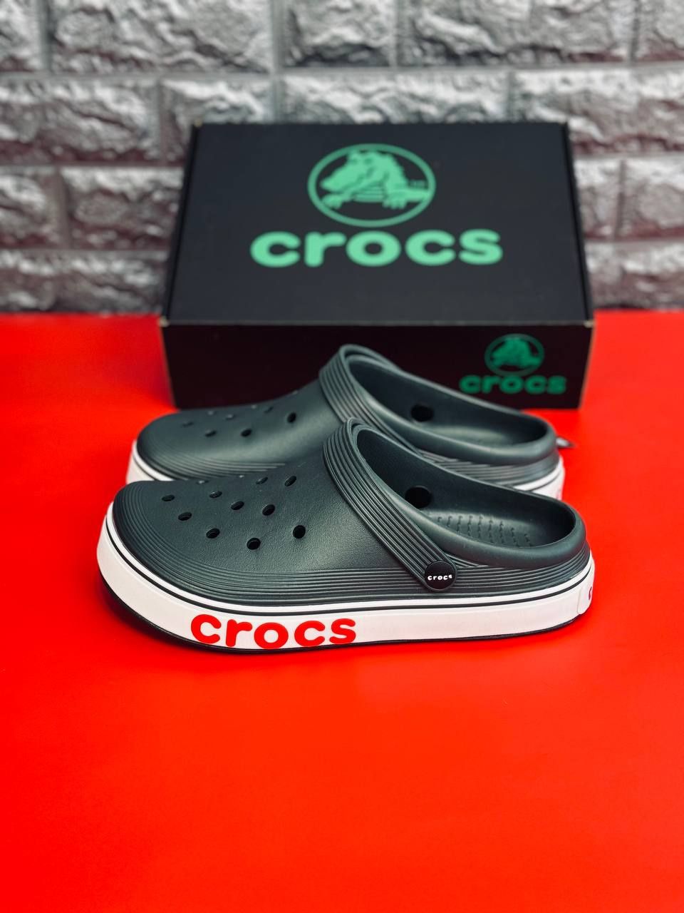 Мужские Crocs хаки летние стильные топовые кроксы уличные
