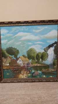Картина на холсте масляными красками в деревянной раме, размер 67*65