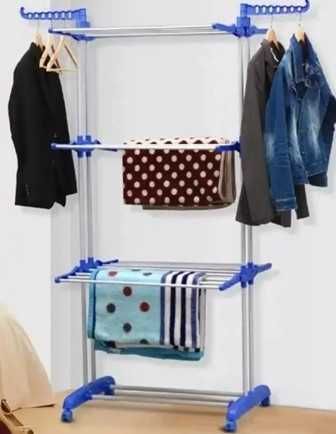 Сушарка, сушилка, сушка, триярусна вертикальна розкладна на колесах.