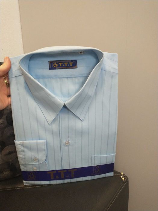 Nowa koszula męska elegancka duży rozmiar 45 błękitna długi rękaw