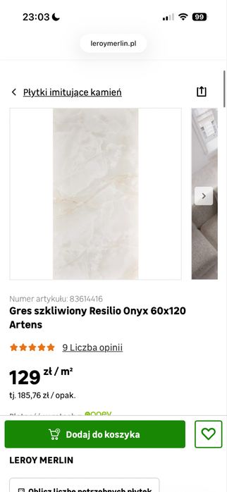 Gres szkliwiony Resilio Onyx 60x120 Artens