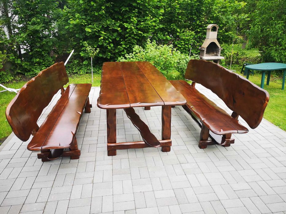 stół meble ogrodowe ławka komplet meble biesiadne olcha