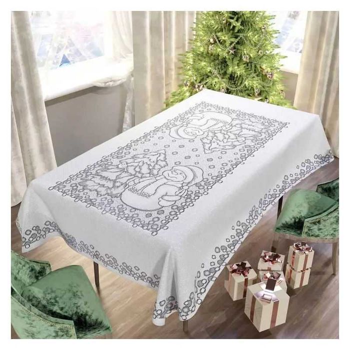 Obrus Białe Bałwanki 110 x 130 cm DomoweTekstylia | WN306B B13
