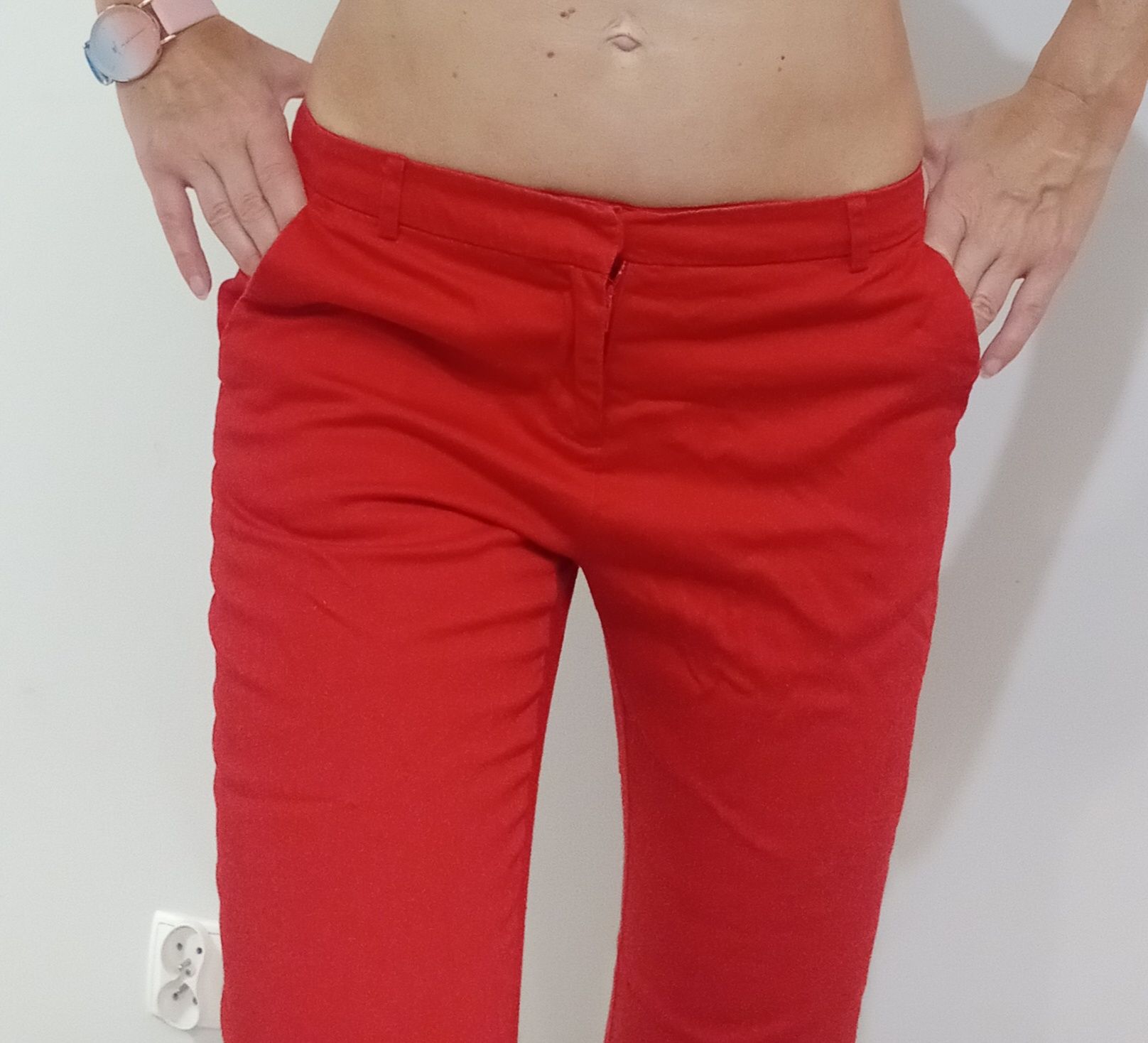 Czerwone spodnie eleganckie 36 S praca impreza