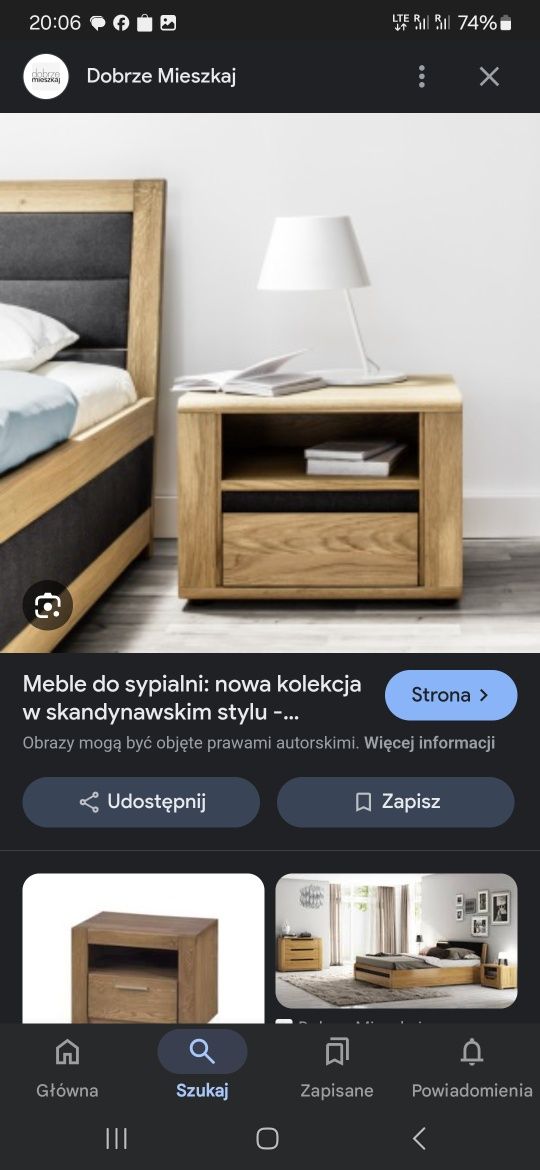 Łóżko komoda szafki nocne Paged Carvalo