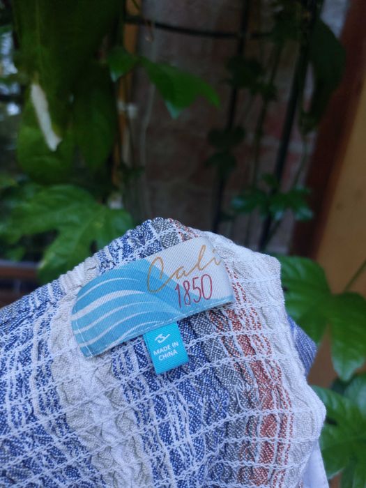 letnia lniana sukienka Cali1850 paski szmizjerka plażowa surfing etno