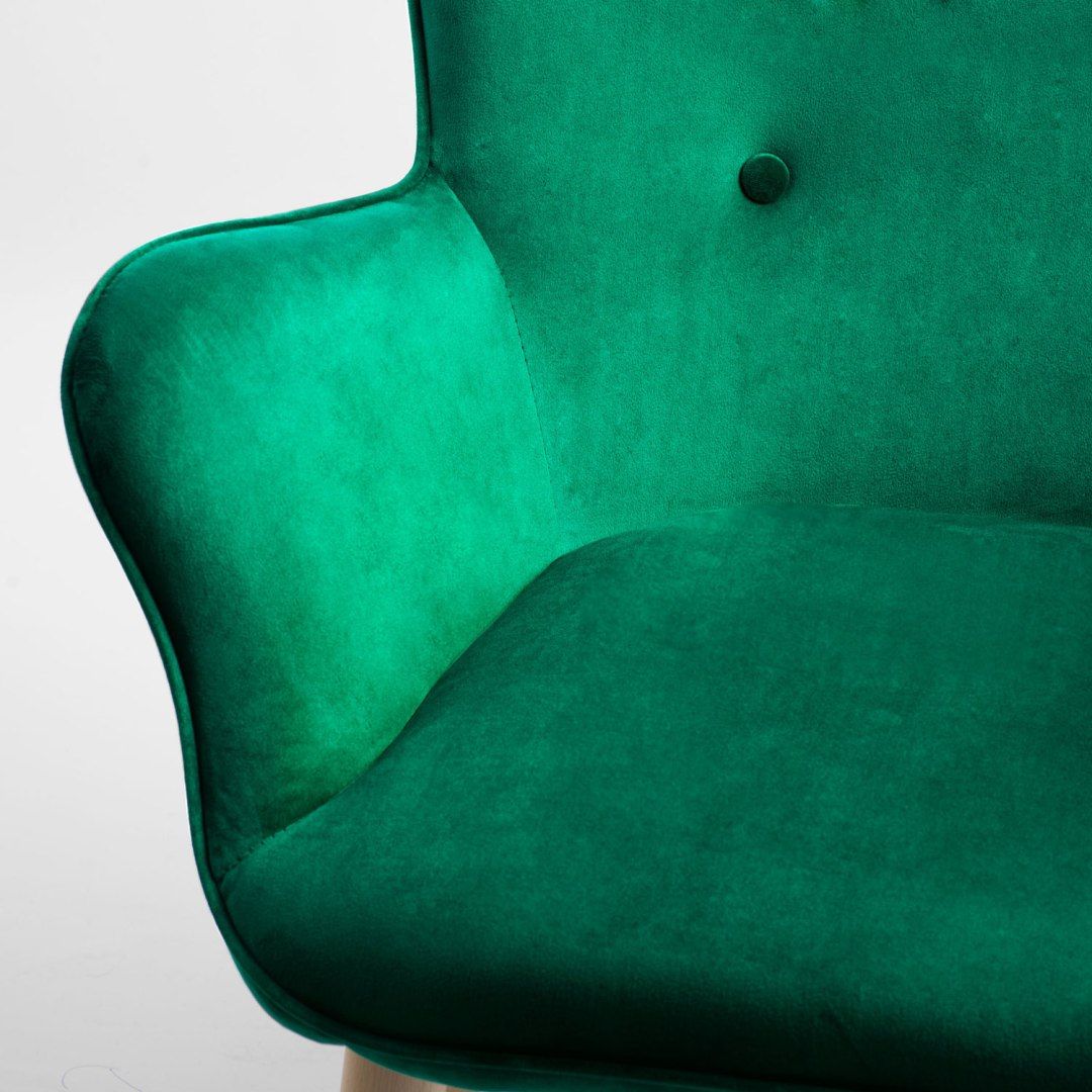 Fotel uszak z podnóżkiem Sofotel Norse ciemno zielony