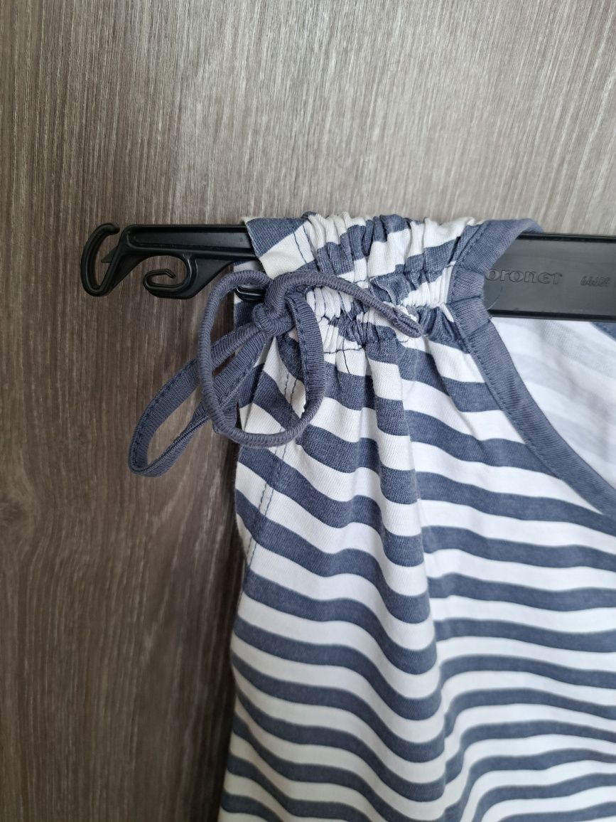 Długa bluzka/sukienka w paski biało czarne 134