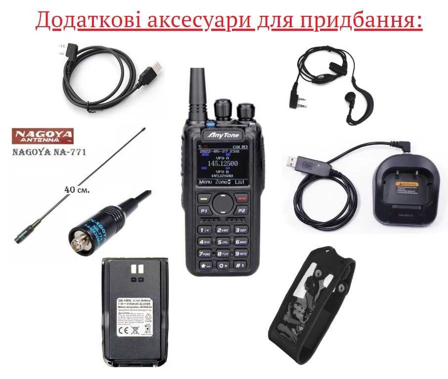 ⇒ AnyTone AT-D878S (Зав.компл.) – рация 10W / VHF / AES256 с Motorola!