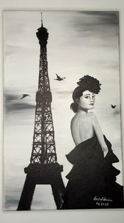 Modelka w Paryżu - obraz akrylowy na płótnie