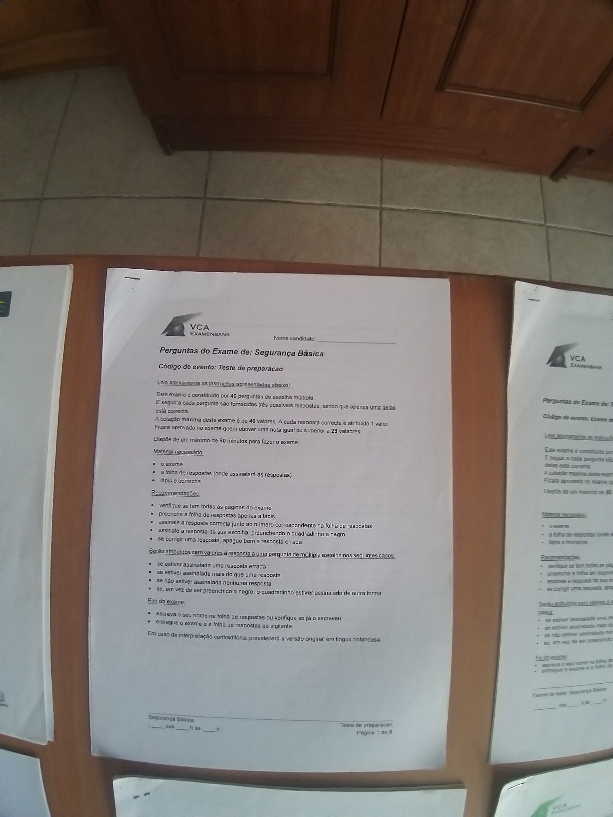 Passaporte de segurança Testes de VCA ,basico e supervisor tubistas