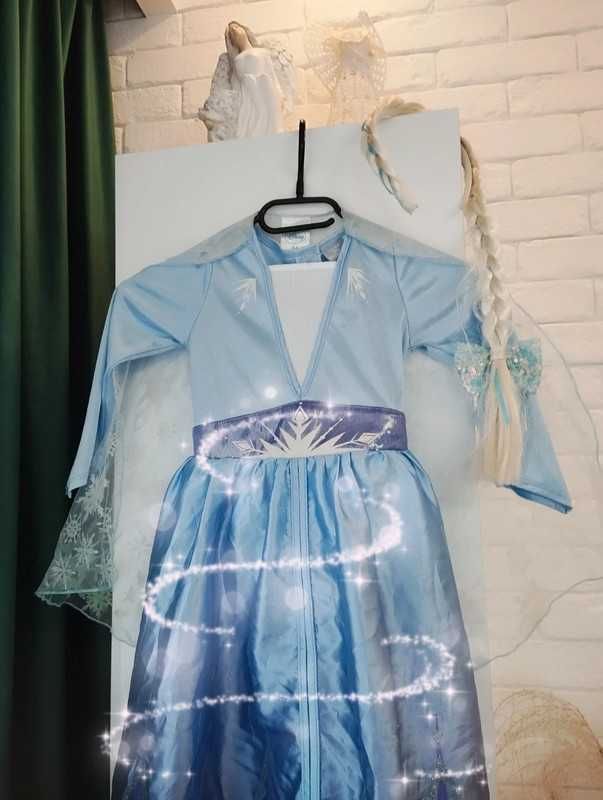 Strój sukienka Frozen ELSA r 134/140 maska korona warkocz