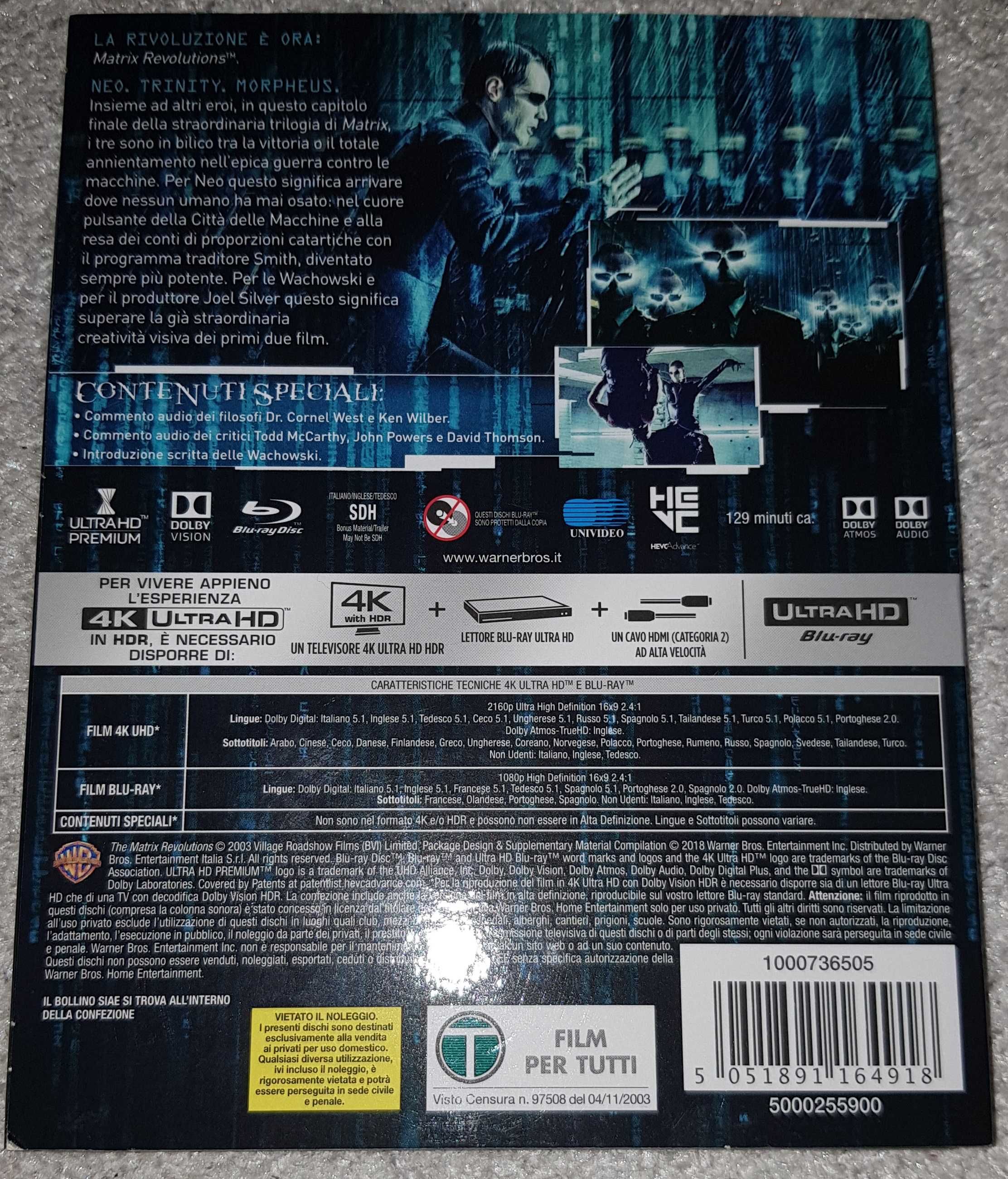 Matrix rewolucje 4k UHD + 2 BluRay