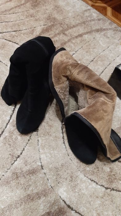 Сапоги замшеві на танкетці