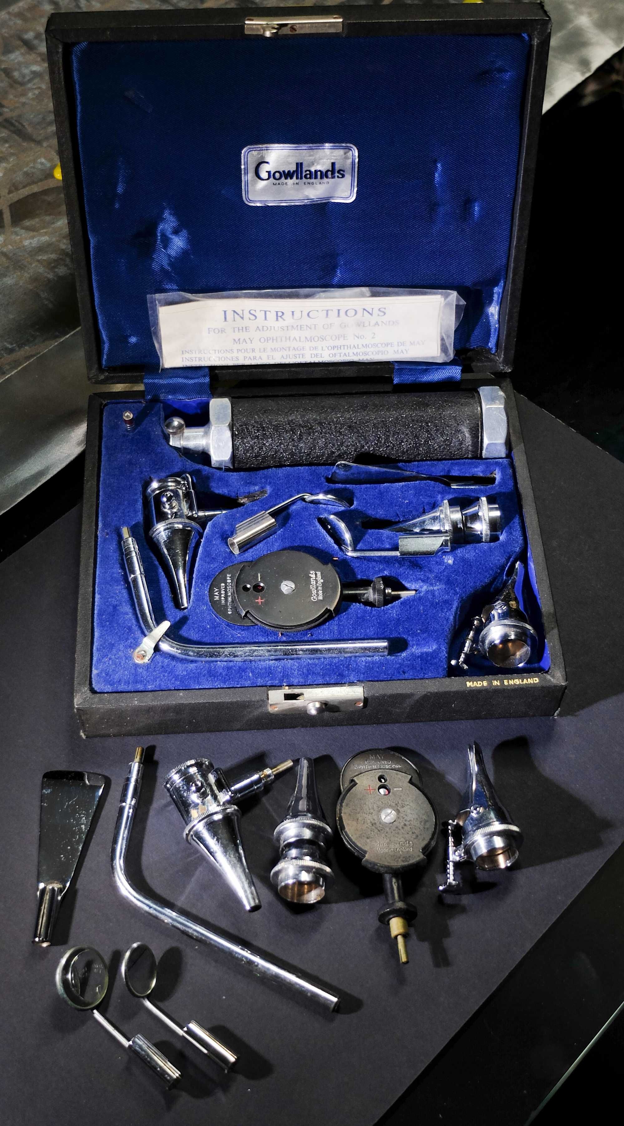 Oftalmoscópio de otoscópio Gowllands - colecção vintage