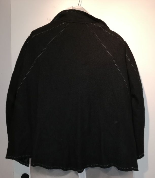 Kurtka elegancka 48 wełna asymetryczna płaszcz żakiet czarna
