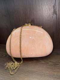 Сумка сумочка клатч uterque розовый персиковый перламутровый
