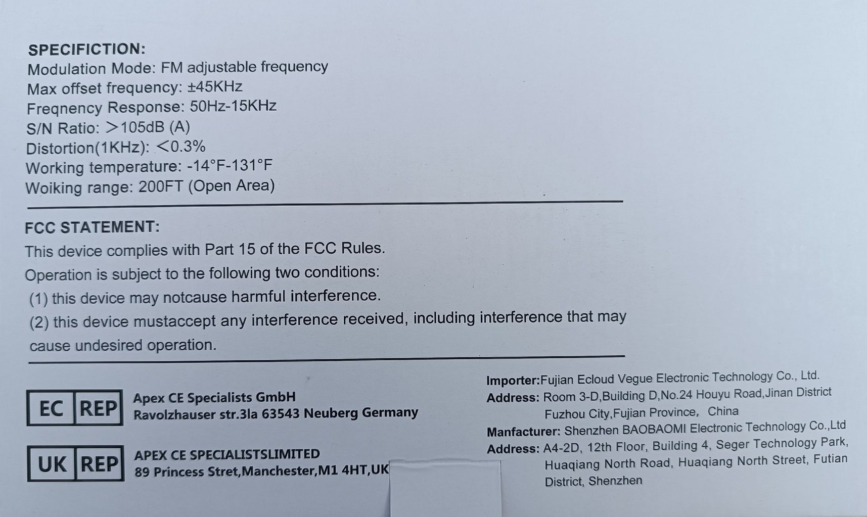 Mikrofon bezprzewodowy 2szt zestaw