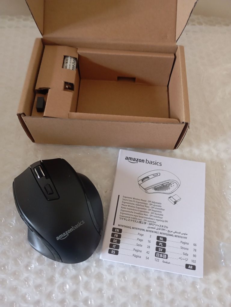 Mysz Bezprzewodowa Amazon Basics G81-BK - Ergonomiczna, Regulowane DPI