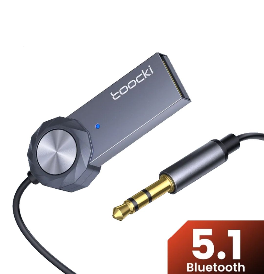 Адаптер Блютуз AUX в авто  Toocki Bluetooth 5.0 AUX 3.5mm