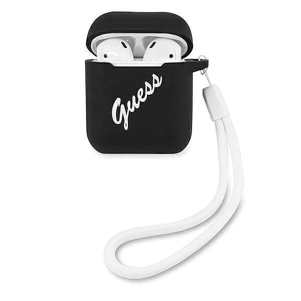 Etui Guess Silicone Vintage na AirPods 1/2 - czarno-białe