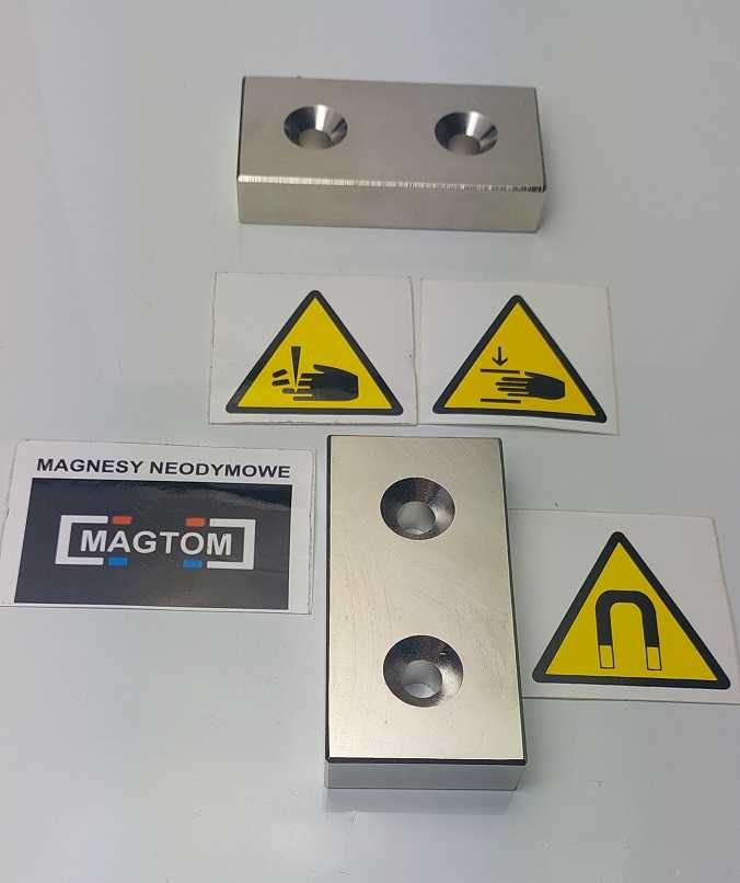 Magnes neodymowy płytkowy z otworami 60x20x4