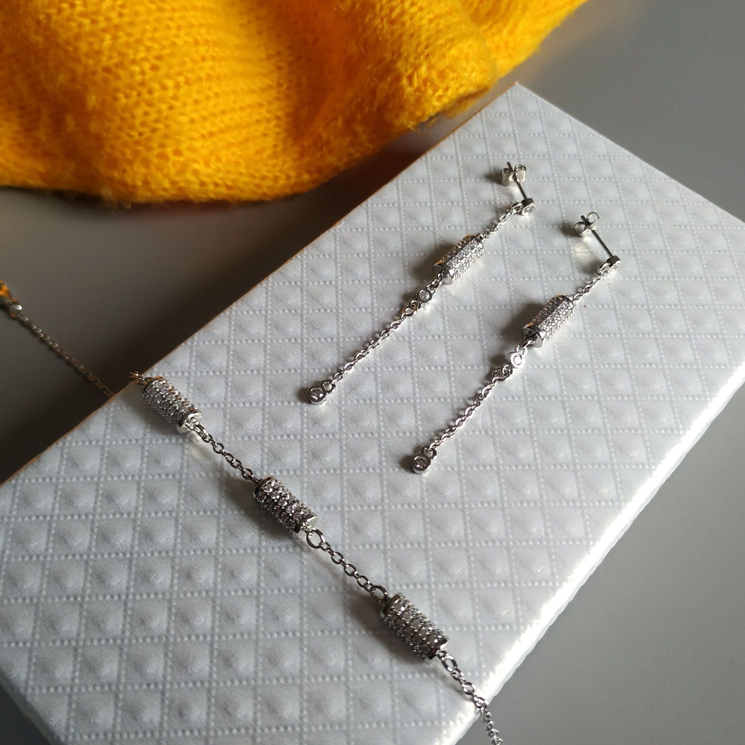 Damski komplet biżuterii srebrnej kolczyki + bransoletka