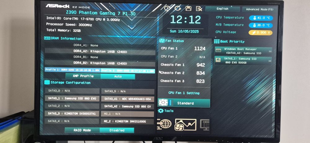 INTEL I7-9700 + ASRocK Z390 + Kingston Fury DDR4-3200 32768 MB