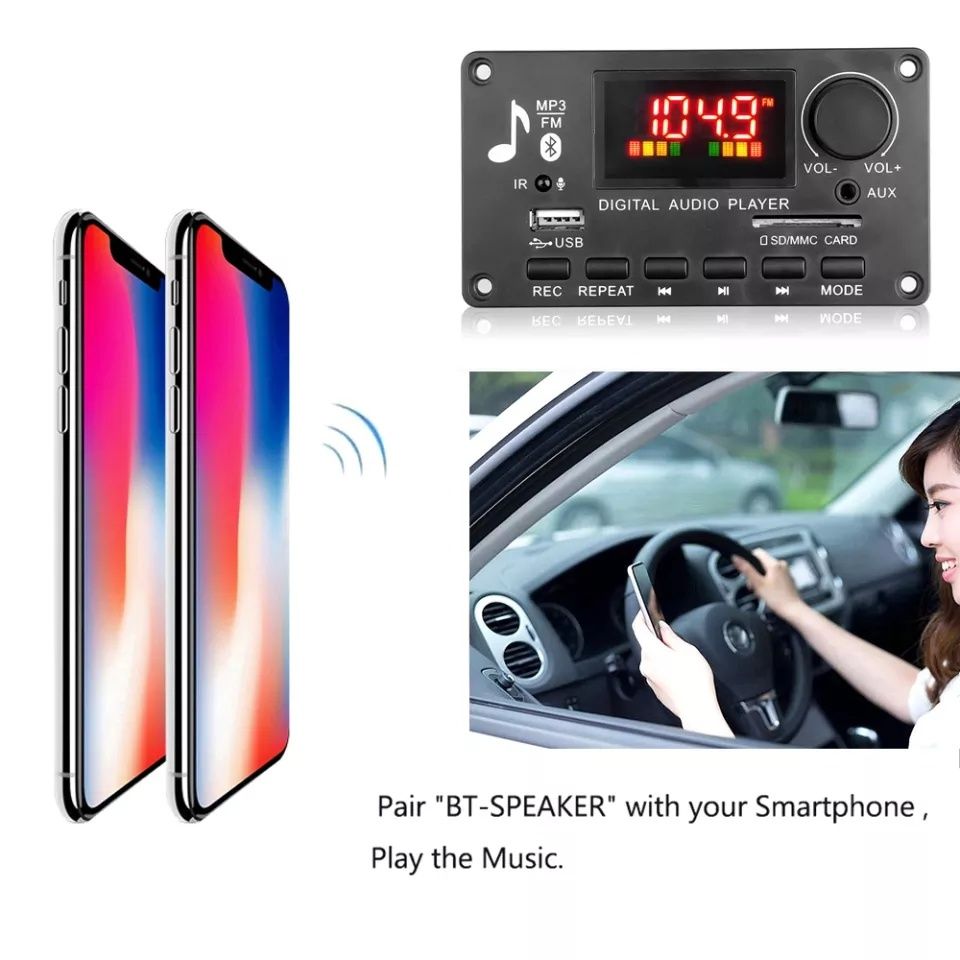 Bluetooth 5,0 mp3 декодер, 2*40W усилитель, fm-радио, usb, AUX,пульт