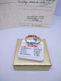 Złoty pierścionek z rubinami i diamentami złoto 585 R 16  322