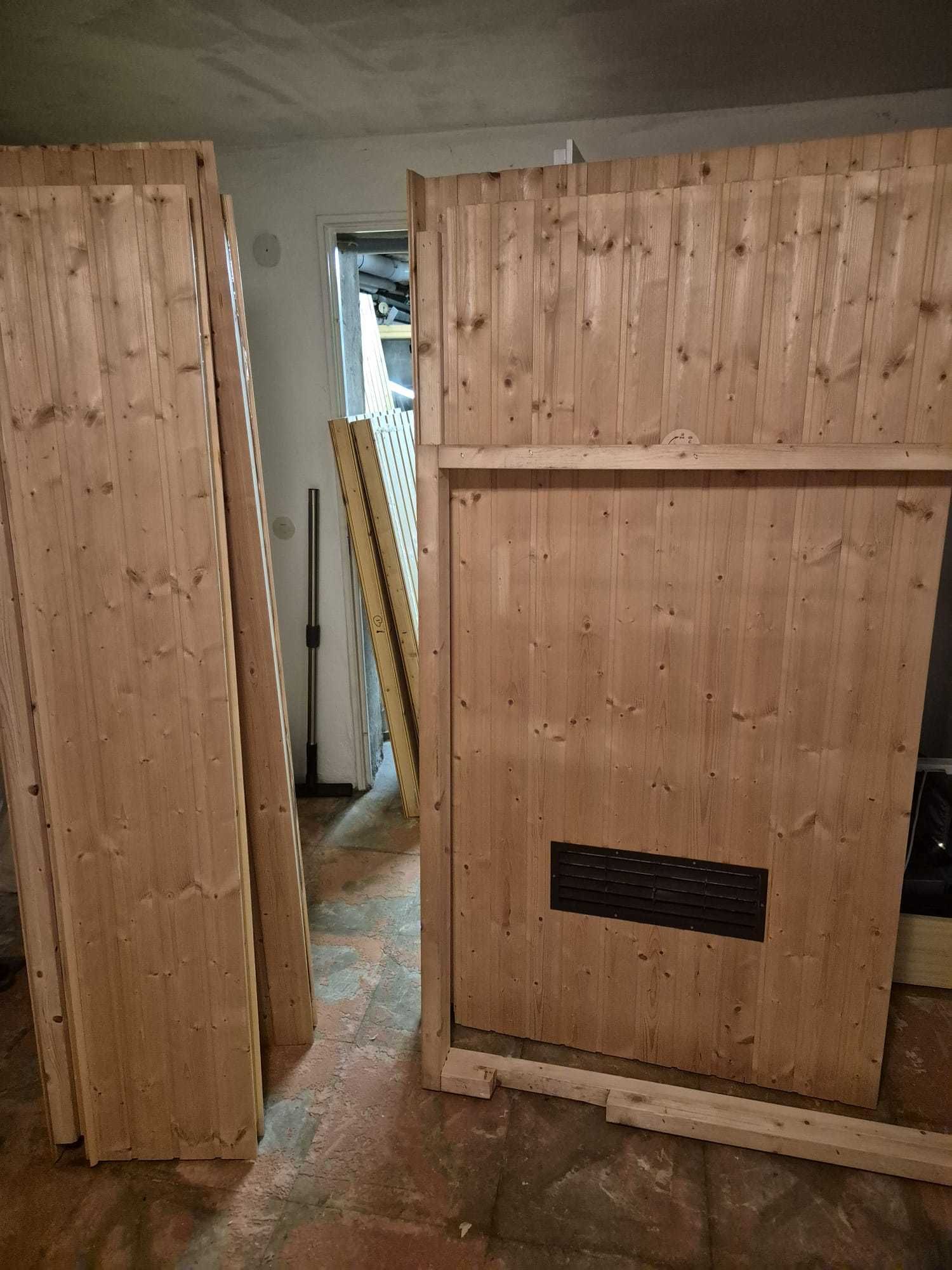 Sauna fińska sucha MAŁA piec 220V 230V ławki termometr wiadro KOMPLET