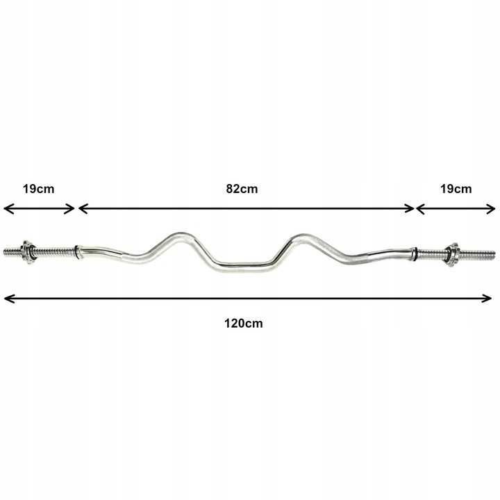 Gryf mocno łamany sztanga 120 cm 25 mm