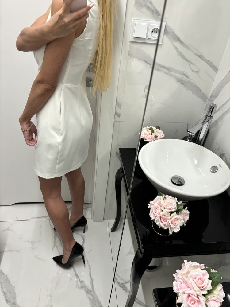 Dsquared2 sukienka biala ecru kopertowa Celin ro.S